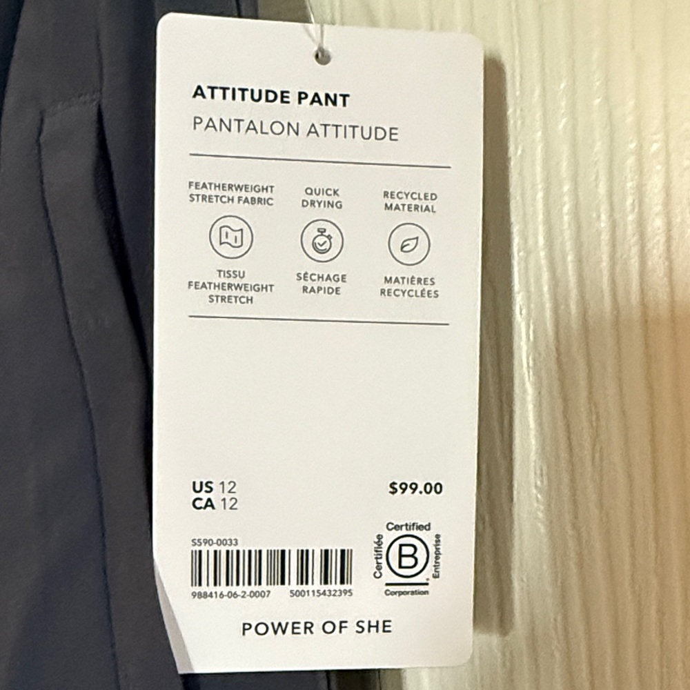 Athleta Attitude Pant in Gray size 12 NWT